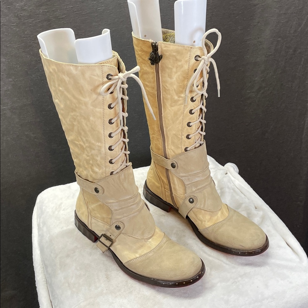 Siren by Mark Nason Tan Combat & Moto rare Boots made in Italy
